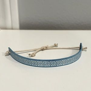 Handmade Soft Bracelet, Adjustable, Blue and White